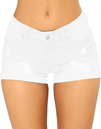Govc Women Casual Summer Mid Waist Stretchy Denim Jean Shorts Junior Short Jeans(Light Blue,S) at Amazon Women’s Clothing store
