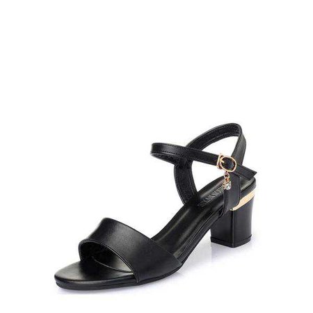 Sandals | Shop Women's Black Two Part Block Heeled Sandals at Fashiontage | a5c20a35-0-size-eur34-color-black