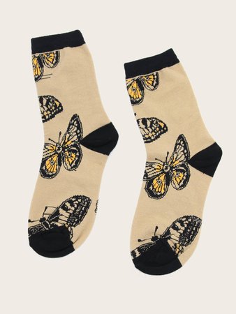 Butterfly Pattern Socks 1pair | ROMWE