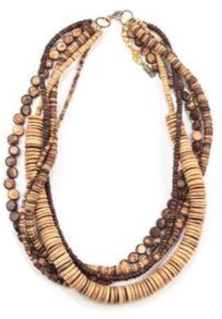 Wood bead necklace Ink and Alloy