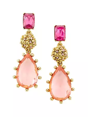 Shop Oscar de la Renta Goldtone & Glass Crystal Drop Earrings | Saks Fifth Avenue