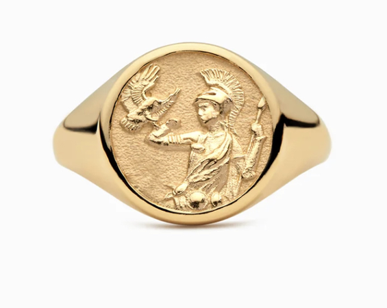 gold athena signet ring