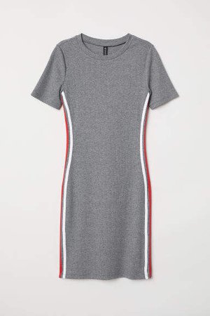 Short-sleeved Jersey Dress - Gray