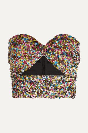 The Attico | Cutout sequined tulle bustier top | NET-A-PORTER.COM