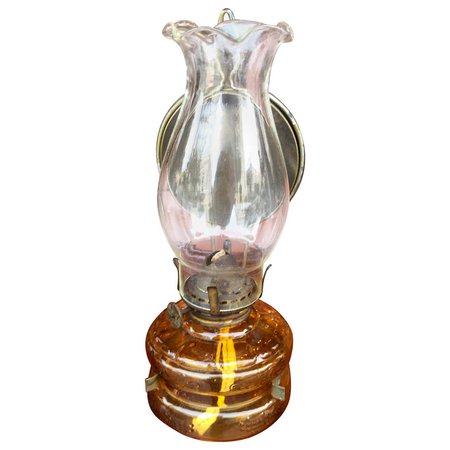 Small Oil Lamp with Brass Reflector Hallway Sconce For Sale at 1stDibs