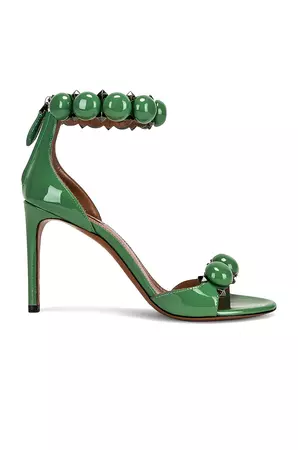 ALAÏA La Bombe Ankle Bracelet Sandals in Vert Printemps | FWRD