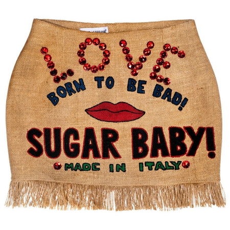 D&G Jute hand-painted ‘sugar baby’ Mini Skirt, SS 1992