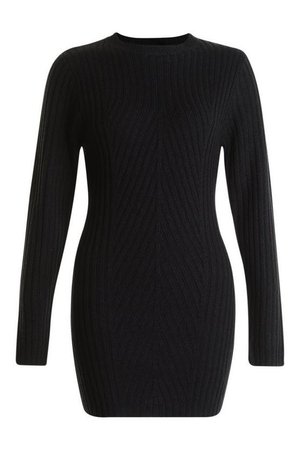Petite Ribbed Knitted Sweater Dress | Boohoo