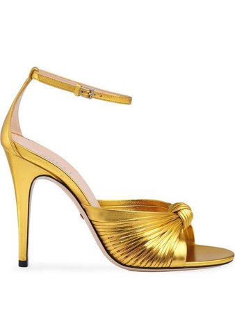 Gold Gucci Metallic 105Mm Sandals | Farfetch.com