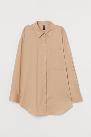 Oversized Cotton Shirt - Beige - Ladies | H&M US