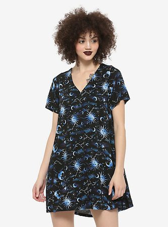 Blue Celestial Button-Front Dress