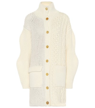 Cable-knit wool-blend cardigan