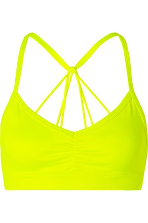 Alo Yoga | Sunny neon ruched stretch sports bra | NET-A-PORTER.COM