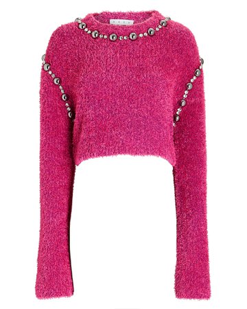 AREA Crystal-Embellished Cotton-Blend Sweater | INTERMIX®