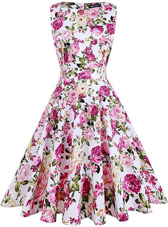 Amazon.com: OWIN Women's Vintage 1950's Floral Spring Garden Rockabilly Swing Prom Party Cocktail Dress…: Clothing
