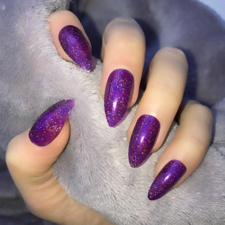 Holographic Purple Passion Nails