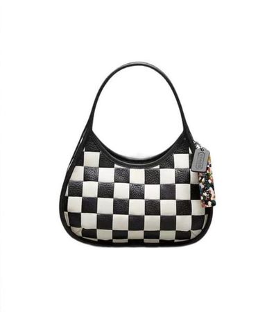 Coachtopia | Ergo Checkerboard Patchwork Leather Bag - Black/Chalk