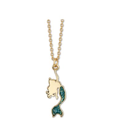 Disney "The Little Mermaid" Necklace in Gold-Tone Sterling Silver for Unwritten, 16" + 2" Chain & Reviews - Necklaces - Jewelry & Watches - Macy's