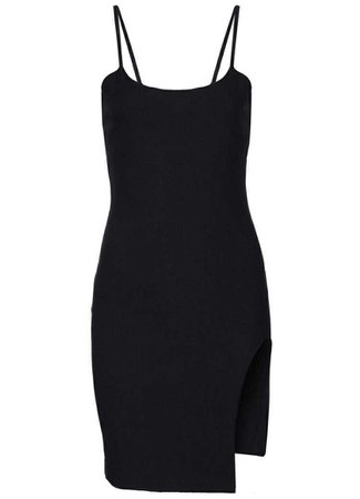 Plain Black Dress With Split