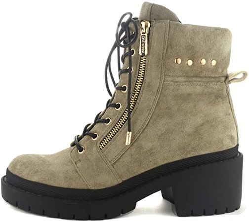 Amazon.com | Cape Robbin Modern Punk Combat Boots for Women, Faux Suede Platform Ankle Boots with Chunky Block Heels, Womens High Tops Boots - Olive Size 7 Khaki | Ankle & Bootie