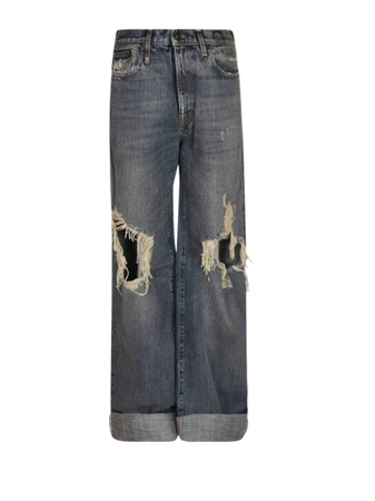dark R13 distressed denim jeans cuffed