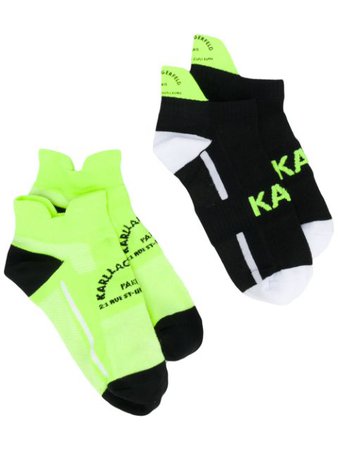 Shop yellow & black Karl Lagerfeld Rue St Guillaume two-pack socks with Express Delivery - Farfetch