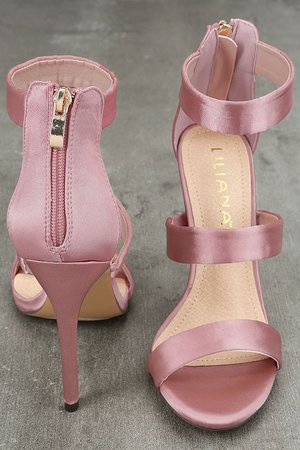 Satin pink heels