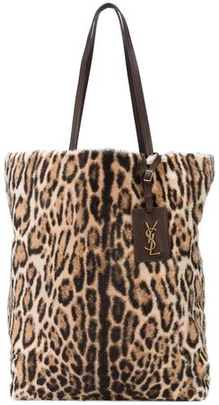 leopard fur shopper bag