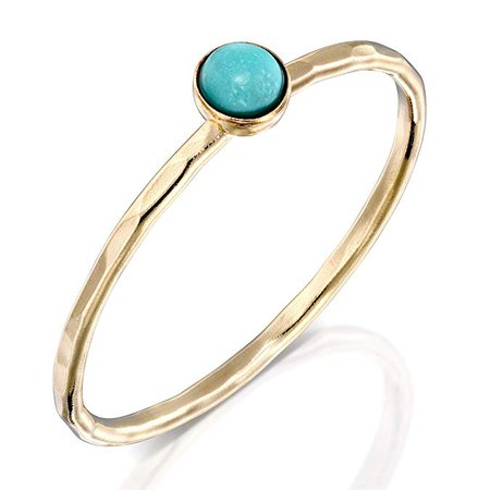 Amazon.com: DiDaDo Handmade Hammered Gold Filled and Natural Turquoise Stackable Ring: Jewelry