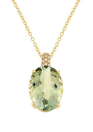 Belk & Co. 12.5 ct. t.w. Green Amethyst, 0.05 ct. t.w. Diamonds Pendant Necklace in 10k Yellow Gold