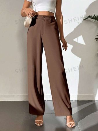 SHEIN Tall High Waist Solid Pants | SHEIN