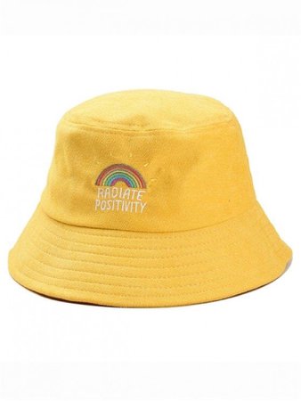 Yellow rainbow bucket hat