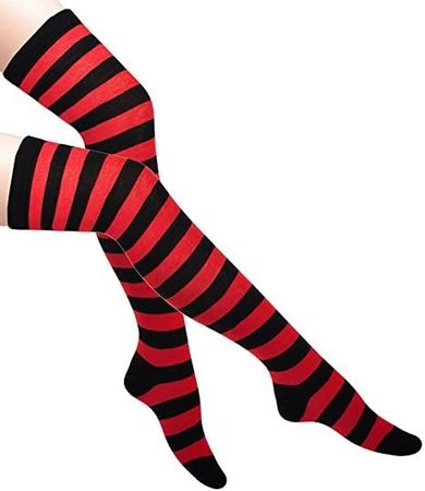 knee high socks black and red