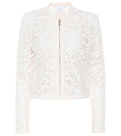 Cotton-blend guipure lace jacket
