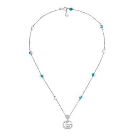 gucci flower silver necklace