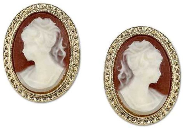 Amazon.com: 1928 Jewelry Womens Gold Tone Simulated Cameo Stud Vintage Earrings: Jewelry