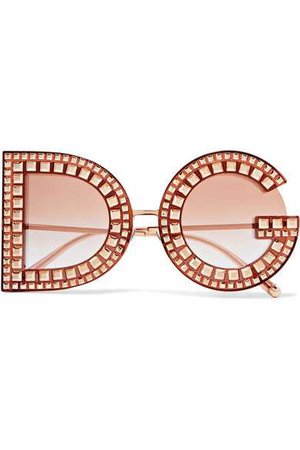 Dolce & Gabbana | Crystal-embellished acetate and rose gold-tone sunglasses | NET-A-PORTER.COM