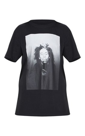 Black Bob Marley Printed T Shirt | Tops | PrettyLittleThing USA