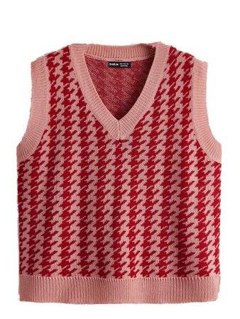 Houndstooth Pattern Sweater Vest