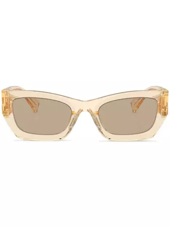 Miu Miu Eyewear logo-lettering square-frame Sunglasses - Farfetch