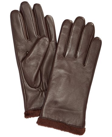 Charter Club Micro Faux Fur Lined Leather Tech Gloves