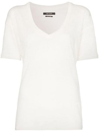 Isabel Marant Maree V-neck Linen T-shirt - Farfetch