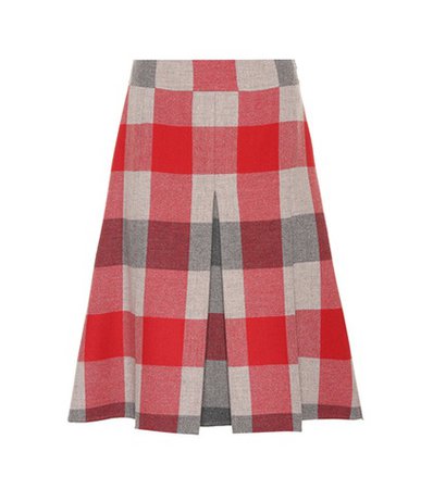 Checked wool and cashmere skirt