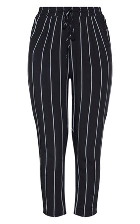 Diya Black Pin Stripe Casual Pants | PrettyLittleThing USA