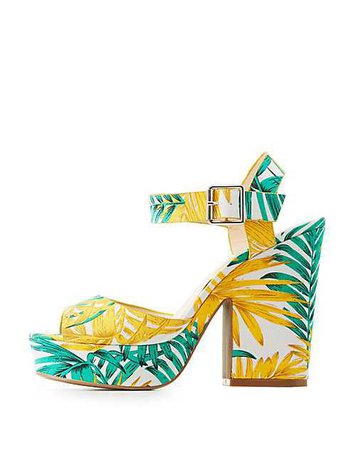 Tropical Ankle Strap Sandals | Charlotte Russe