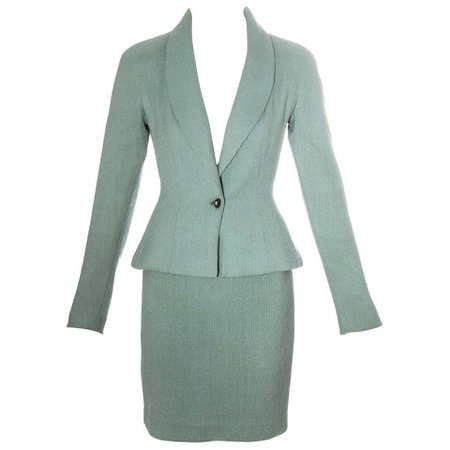 Christian Dior by John Galliano mint green wool skirt suit, ss 1998 For Sale at 1stdibs