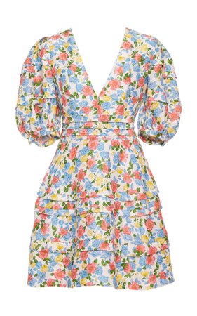 Avian Floral A-Line Silk-Blend Mini Dress by AMUR | Moda Operandi