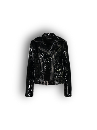 black vinyl jacket outerwear