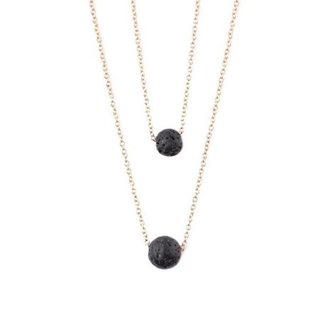 Black Natural Lava Rock Bead Aromatherapy Necklace – COHERE and THERE