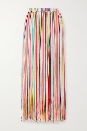 Mare Fringed Striped Crochet-knit Maxi Skirt - Yellow